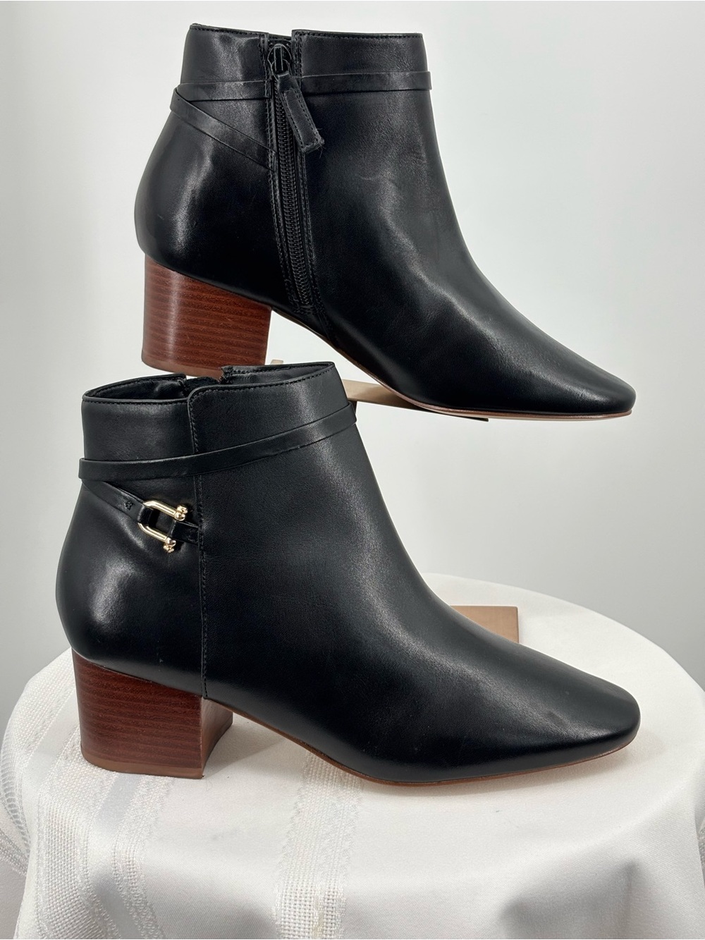 Talbots Black Leather Ankle Boots, Size 7.5
